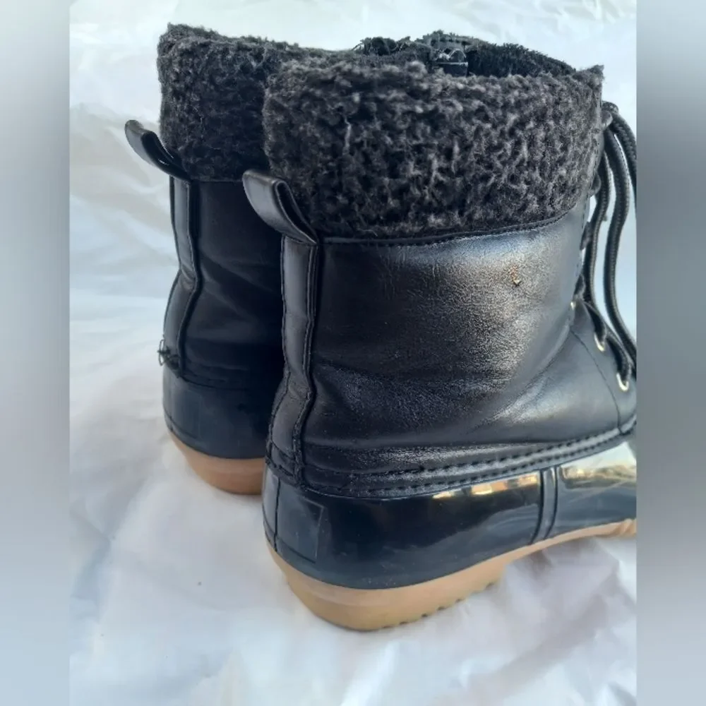 Nature Breeze Womens Winter Boots Mid Calf Water Proof Faux  Fur Black Size 8